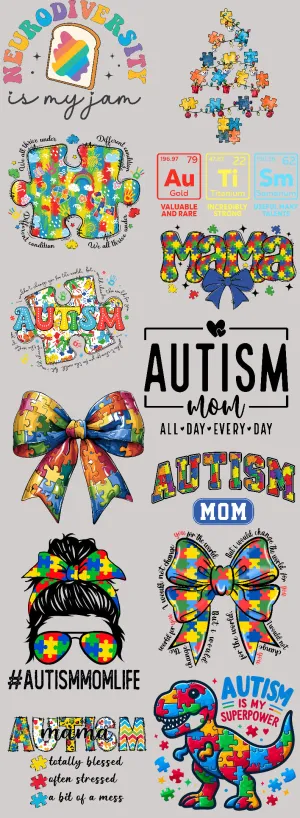 DTF 22x60 inch Autism Gang sheet
