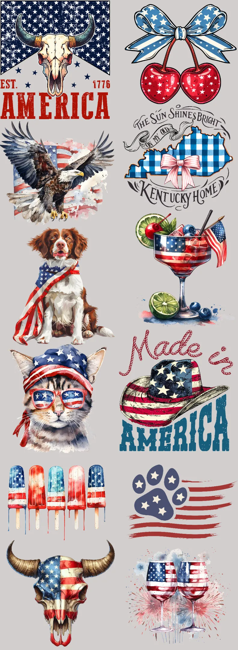 DTF 22x60 inch Patriotic 4th of July  Gang sheet