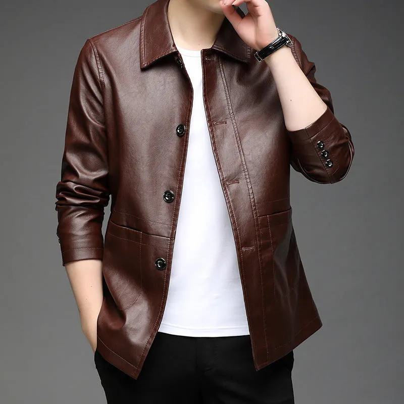 Easy-to-Clean Solid PU Jacket for Men Perfect for Trendy Outfits