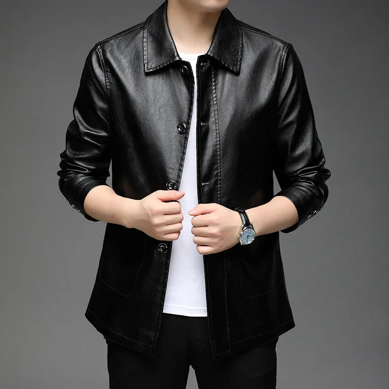 Easy-to-Clean Solid PU Jacket for Men Perfect for Trendy Outfits