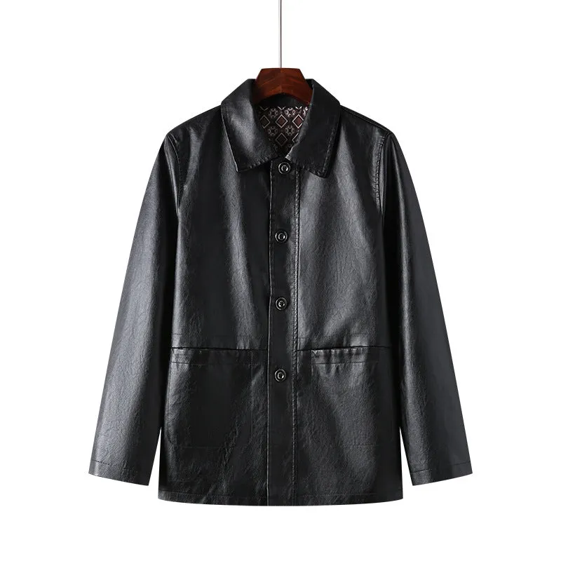 Easy-to-Clean Solid PU Jacket for Men Perfect for Trendy Outfits
