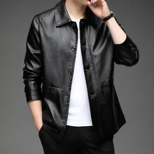 Easy-to-Clean Solid PU Jacket for Men Perfect for Trendy Outfits