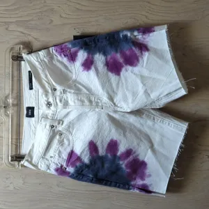 Edwin Cai, Tie Dye Denim Shorts In Sunset, High Rise, Raw Hem, Size 24