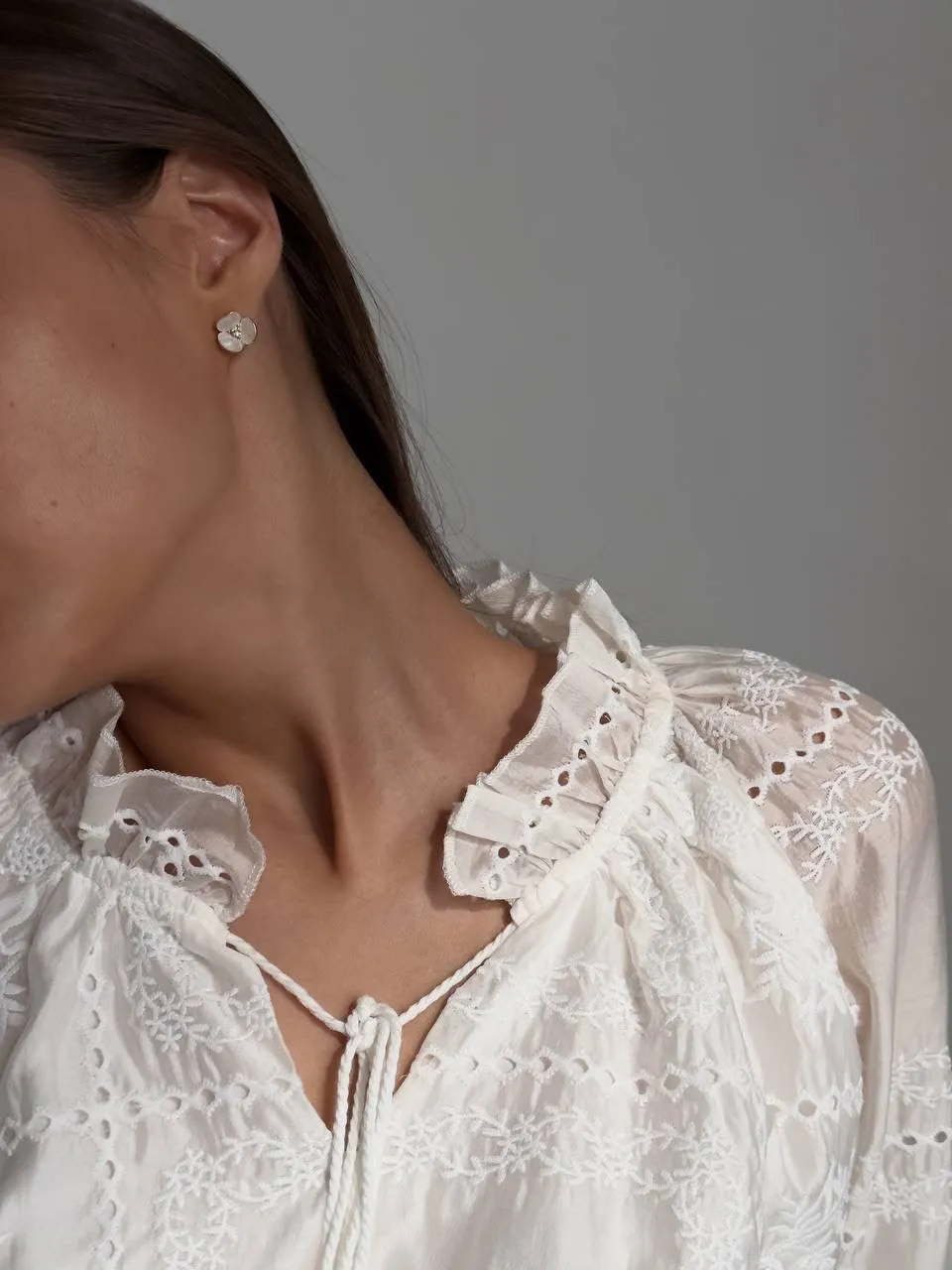Elegant White Lace Embroidered Set