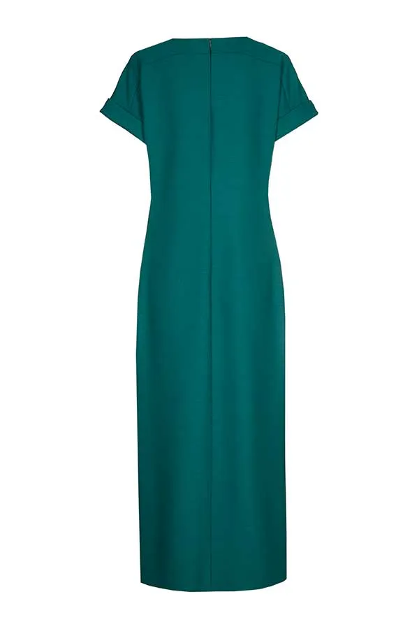 EMERALD FITTED MIDI STRETCH DRESS