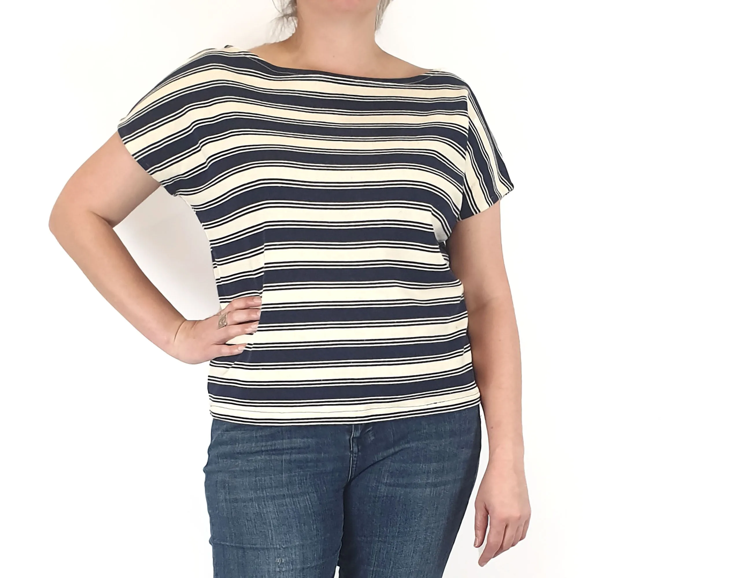 Ena Designs striped top size L