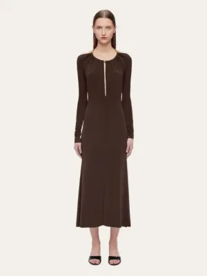 Espresso Long Crepe Dress