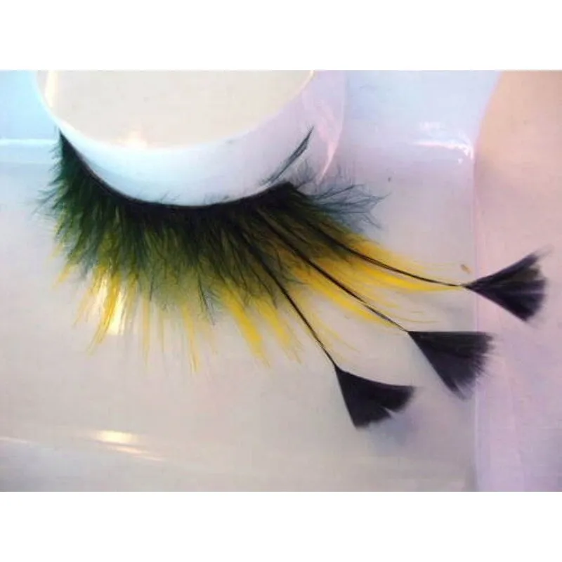 Eyelashes - Black & Yellow w/Feather Tips