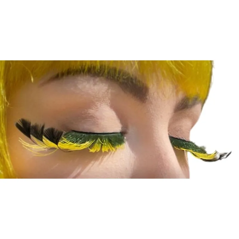 Eyelashes - Black & Yellow w/Feather Tips
