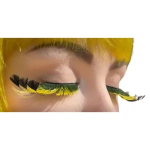 Eyelashes - Black & Yellow w/Feather Tips