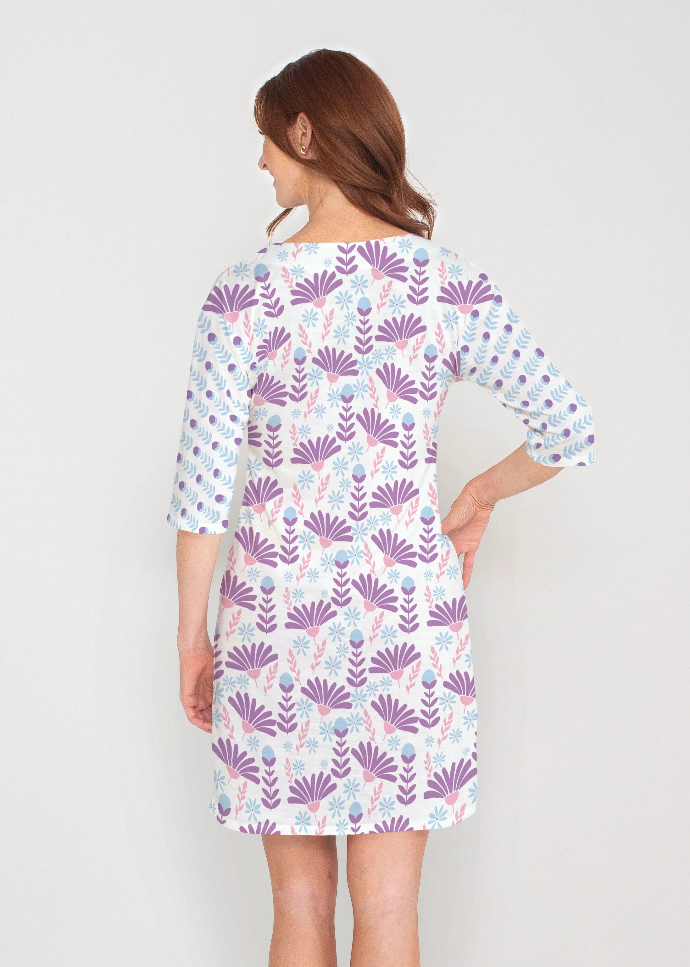 Fanfare (8042) ~ Drop Shoulder 3/4 Sleeve V-Neck Dress