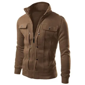 Fashion Men's Hoodies Zip-up Pockets Casual Long Sleeved Plus Size Clothing Fit Sweatshirts 5 Colors Sudaderas