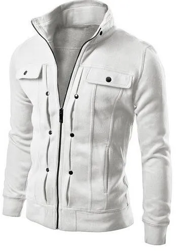 Fashion Men's Hoodies Zip-up Pockets Casual Long Sleeved Plus Size Clothing Fit Sweatshirts 5 Colors Sudaderas