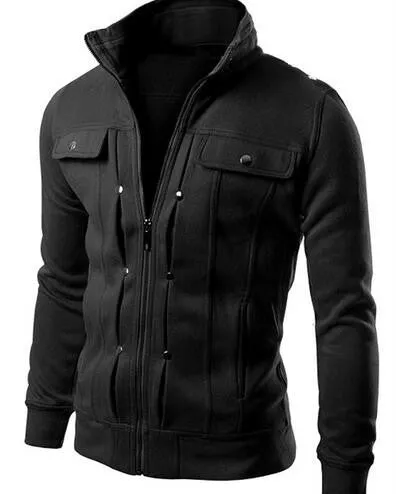 Fashion Men's Hoodies Zip-up Pockets Casual Long Sleeved Plus Size Clothing Fit Sweatshirts 5 Colors Sudaderas