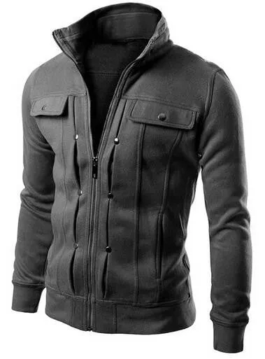 Fashion Men's Hoodies Zip-up Pockets Casual Long Sleeved Plus Size Clothing Fit Sweatshirts 5 Colors Sudaderas