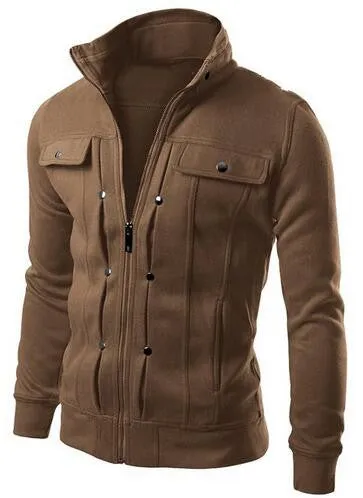 Fashion Men's Hoodies Zip-up Pockets Casual Long Sleeved Plus Size Clothing Fit Sweatshirts 5 Colors Sudaderas