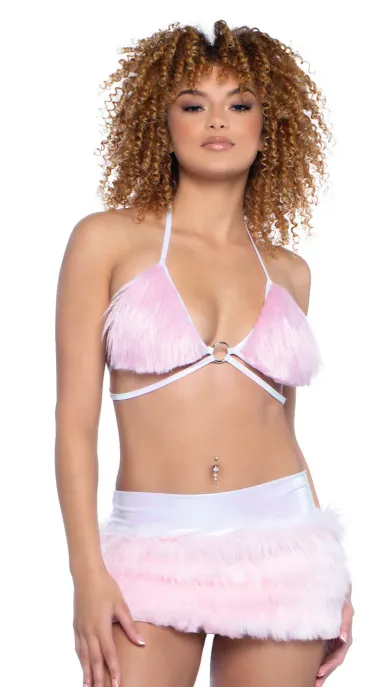 Faux Fur Skirt - Baby Pink JR149