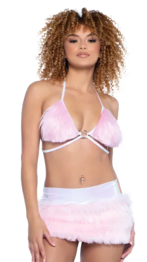 Faux Fur Skirt - Baby Pink JR149