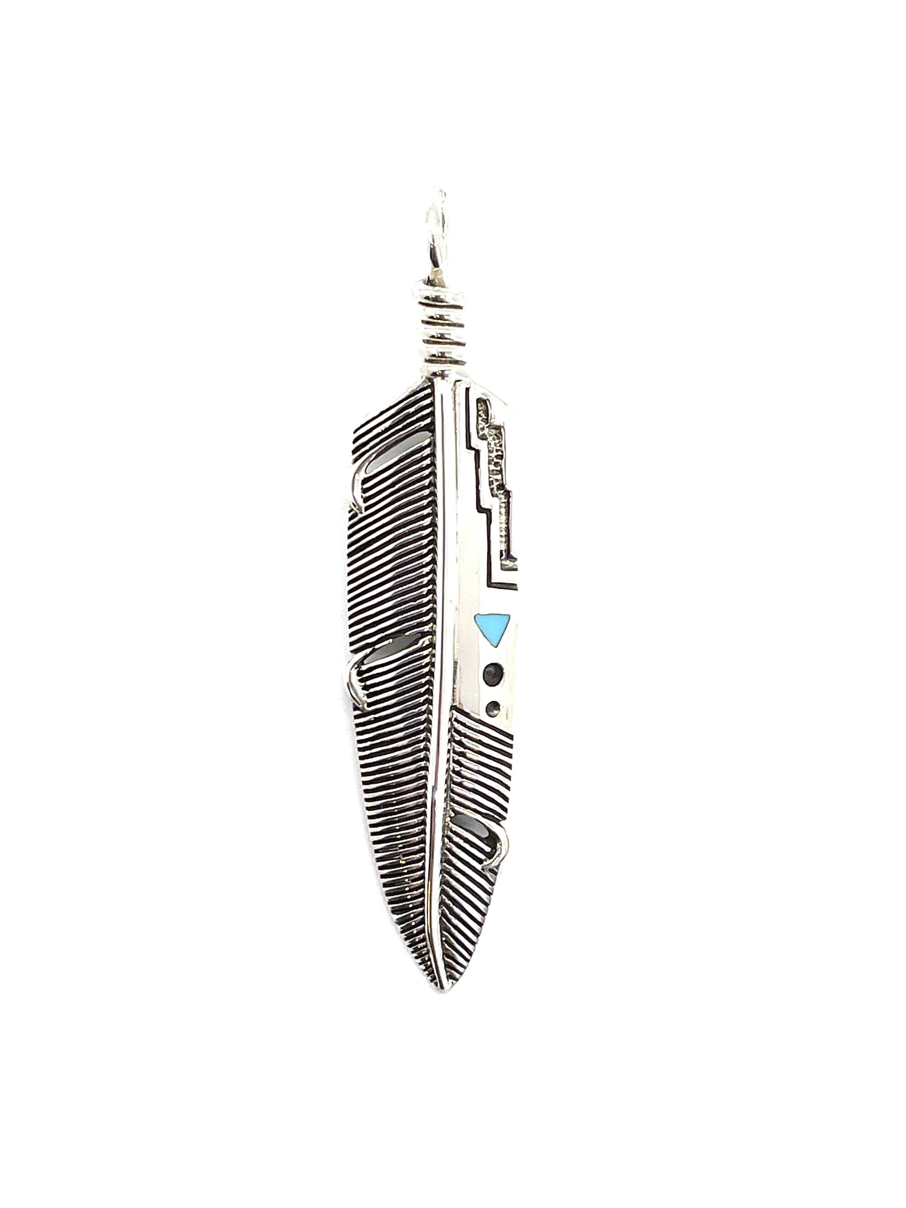 Feather Pendant w/Turquoise