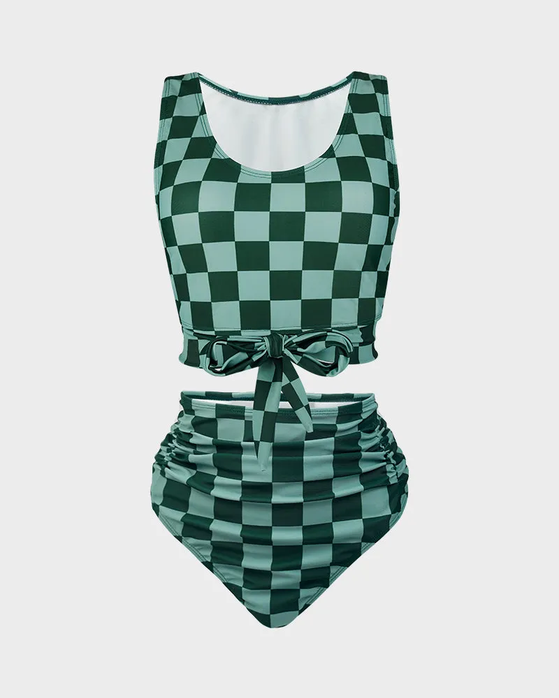 Felicia | Checkered Knot Bikini Set