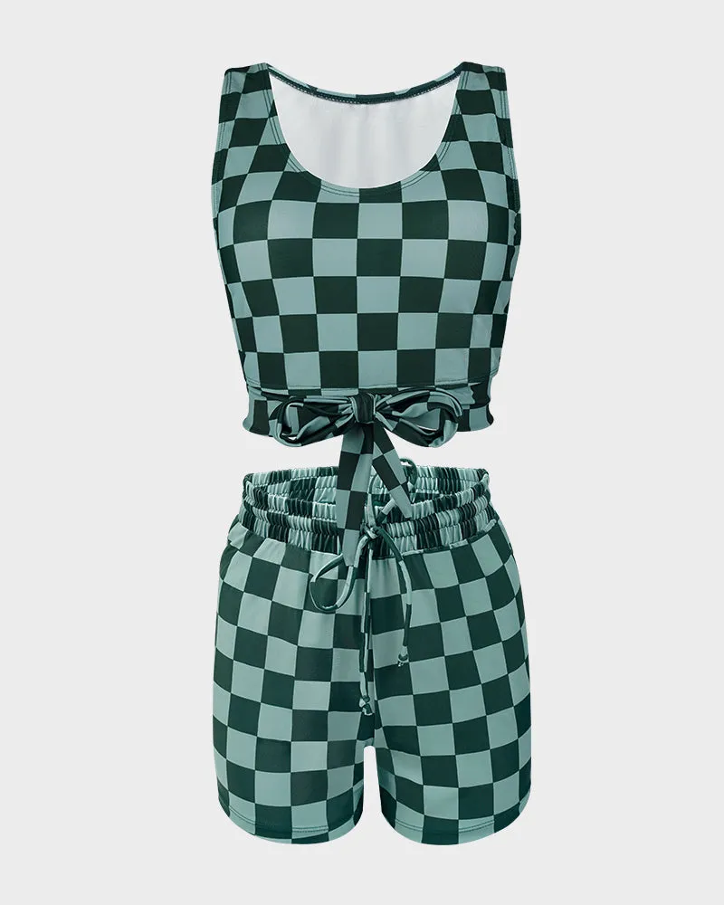 Felicia | Checkered Knot Bikini Set