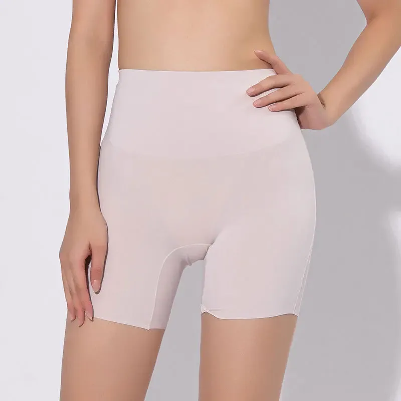 Flarixa Women's Seamless High Waist Boxer Shorts - Ice Silk Underwear for Skirts