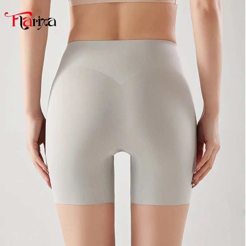 Flarixa Women's Seamless High Waist Boxer Shorts - Ice Silk Underwear for Skirts