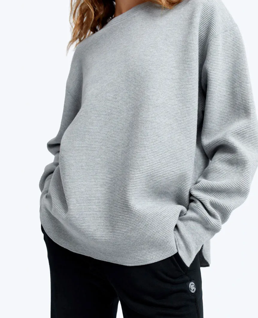 Flatback Thermal Relaxed  Crewneck Heather Grey Womens