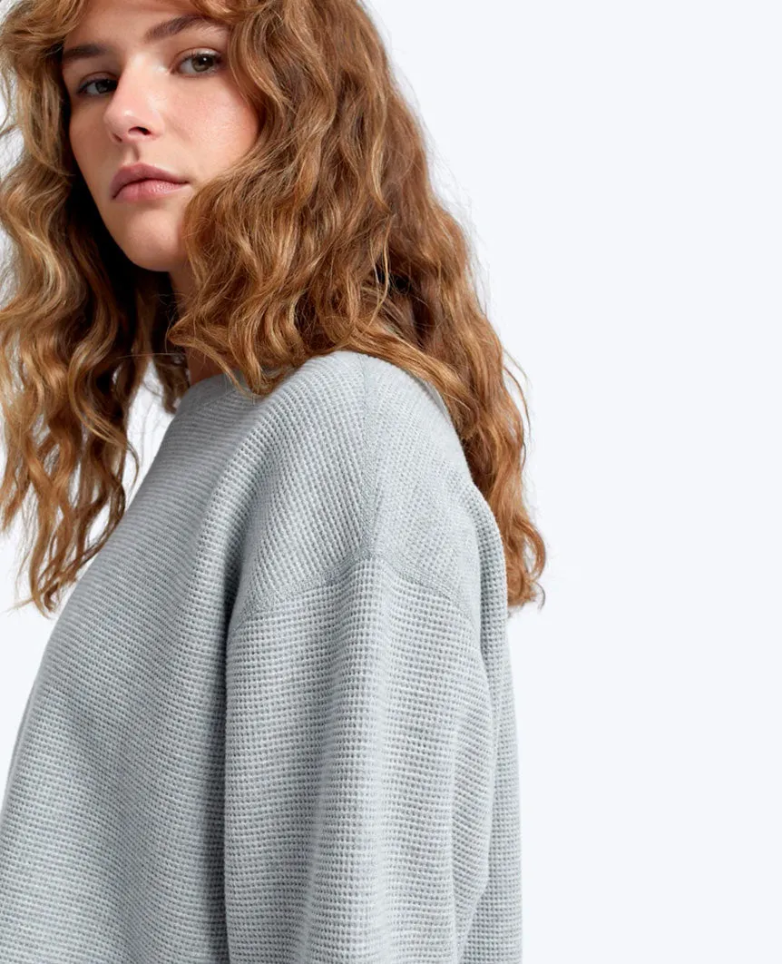 Flatback Thermal Relaxed  Crewneck Heather Grey Womens