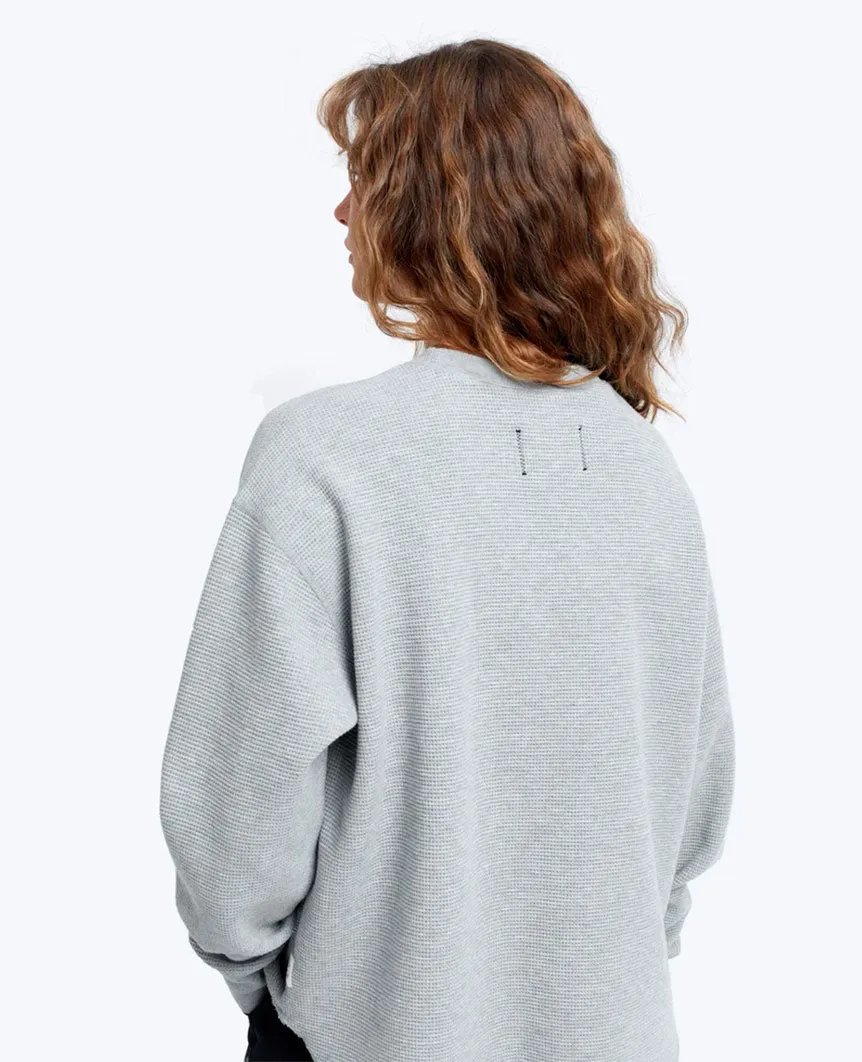 Flatback Thermal Relaxed  Crewneck Heather Grey Womens
