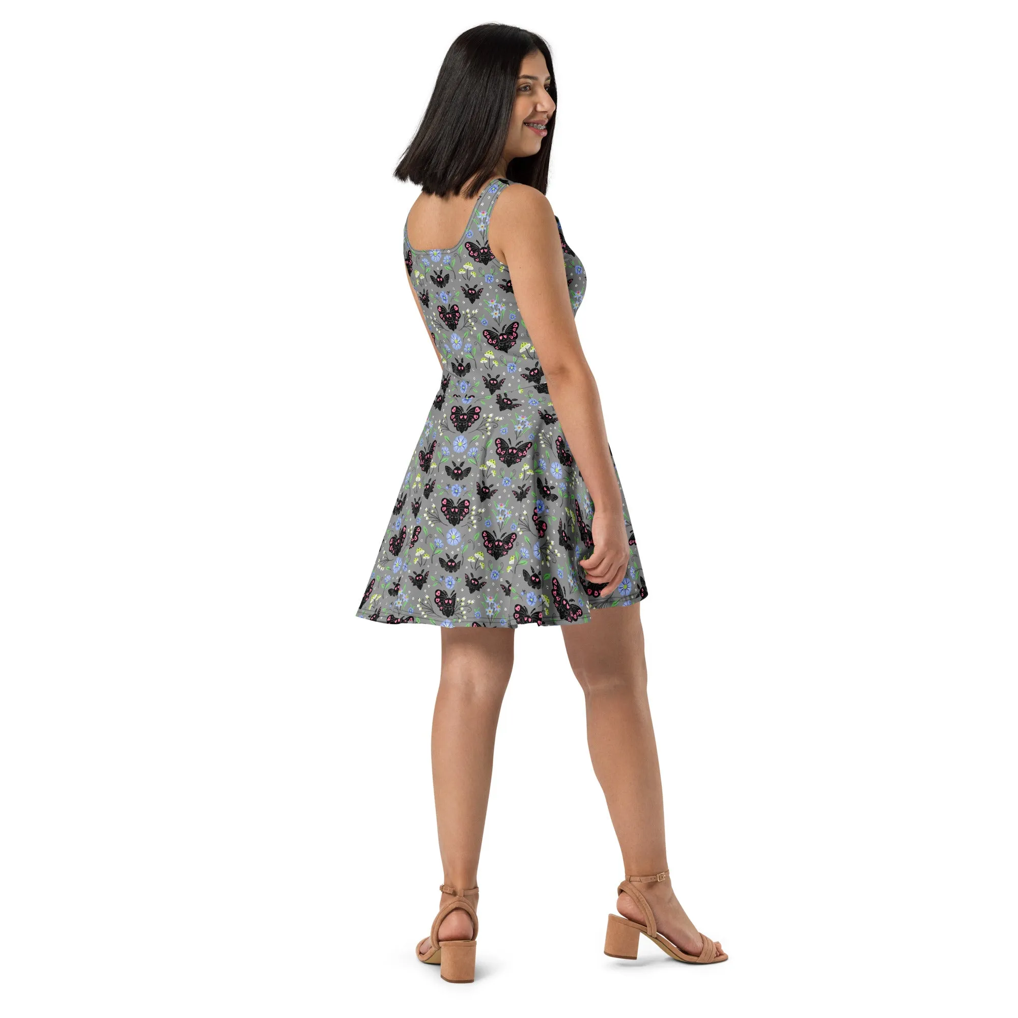 Floral Mothman Cryptid Skater Dress