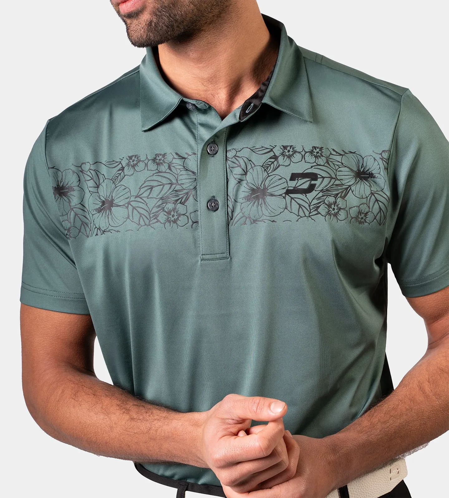 FLORAL PANEL POLO - SAGE