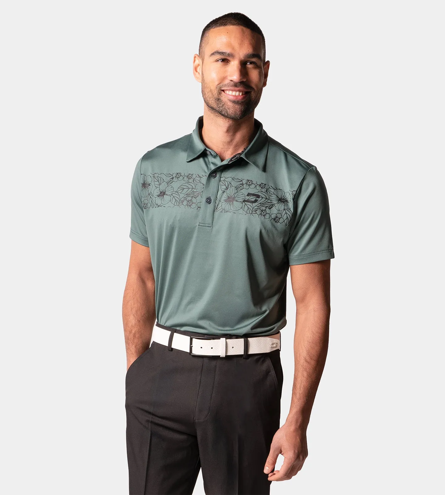 FLORAL PANEL POLO - SAGE