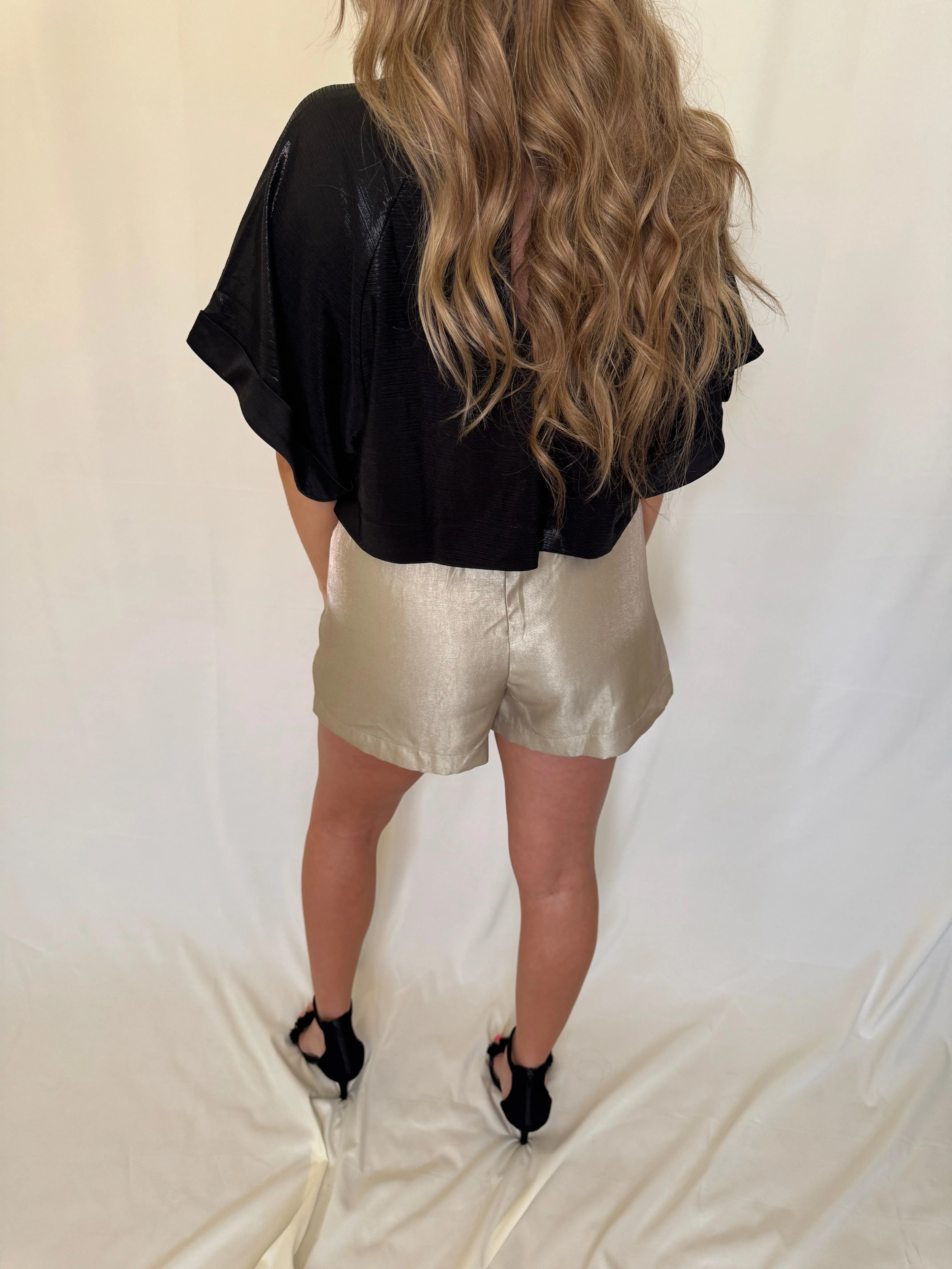 Flowy Mock Neck Black Top