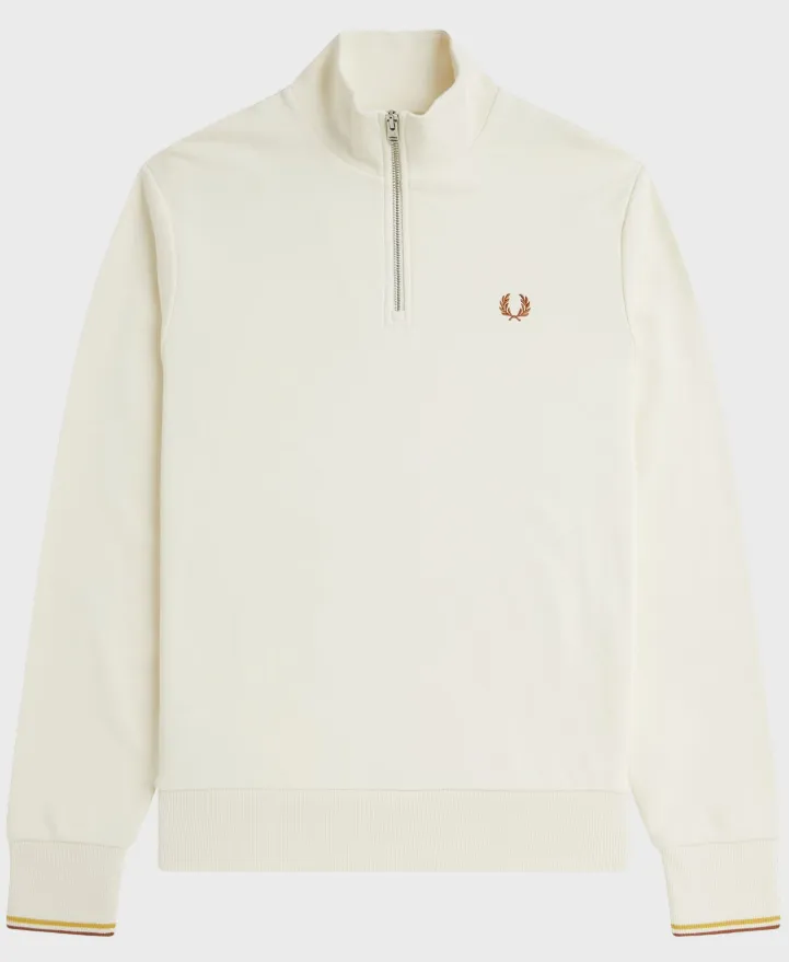 Fred Perry M3574 Half Zip Sweatshirt X01 Ecr/Hnycmb/Mrmld