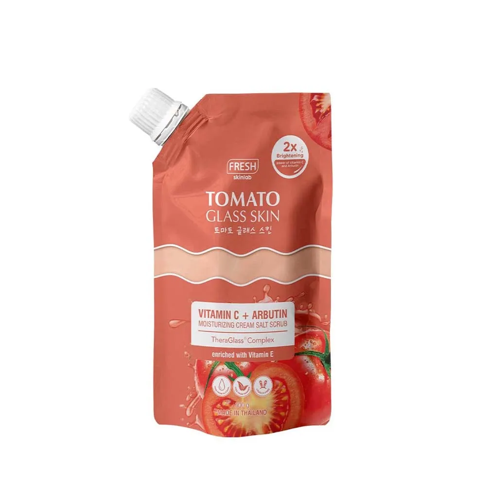 Fresh Skinlab Tomato Glass Skin Vitamin C   Arbutin Moisturizing Cream Salt Scrub 300g