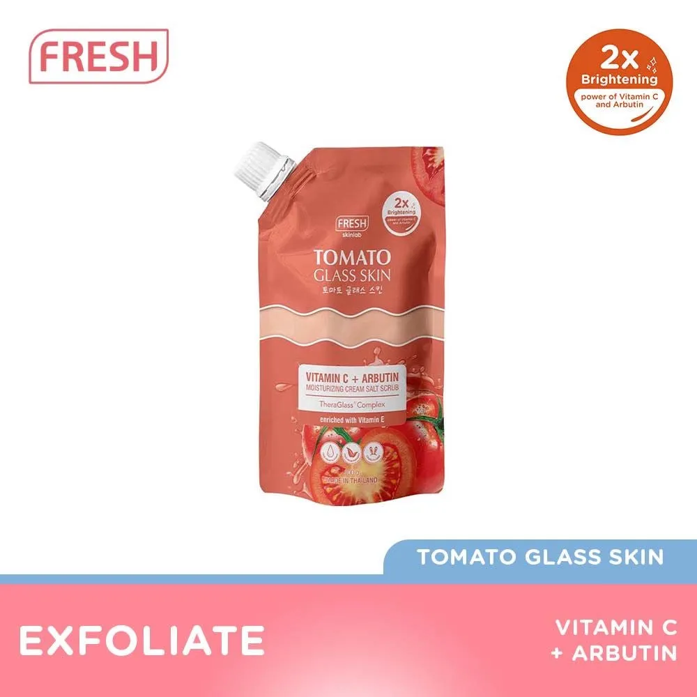 Fresh Skinlab Tomato Glass Skin Vitamin C   Arbutin Moisturizing Cream Salt Scrub 300g