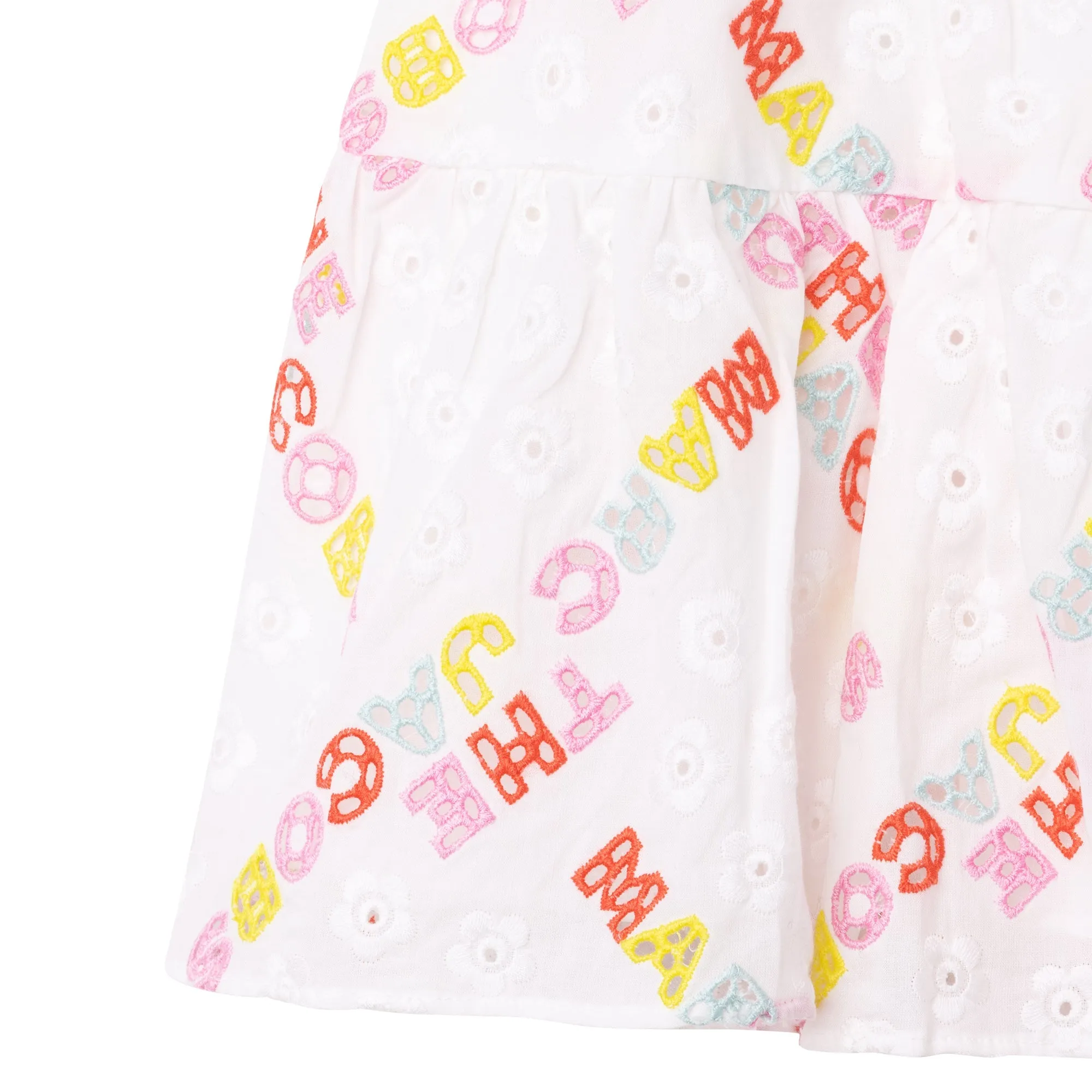 Frilled Skirt With Embroidery - White