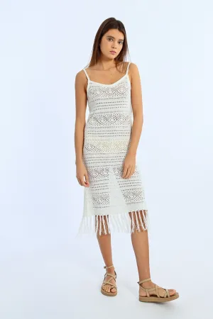 FRINGED CROCHET DRESS
