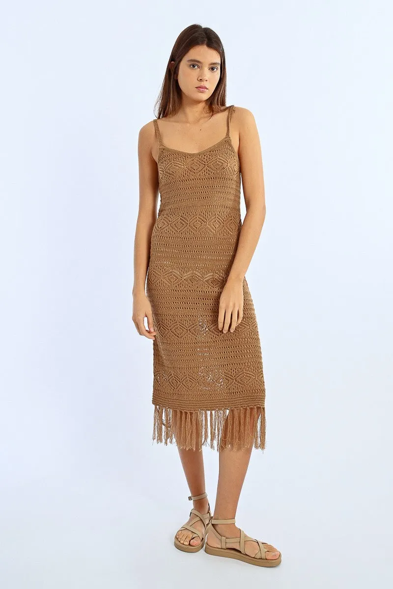 FRINGED CROCHET DRESS