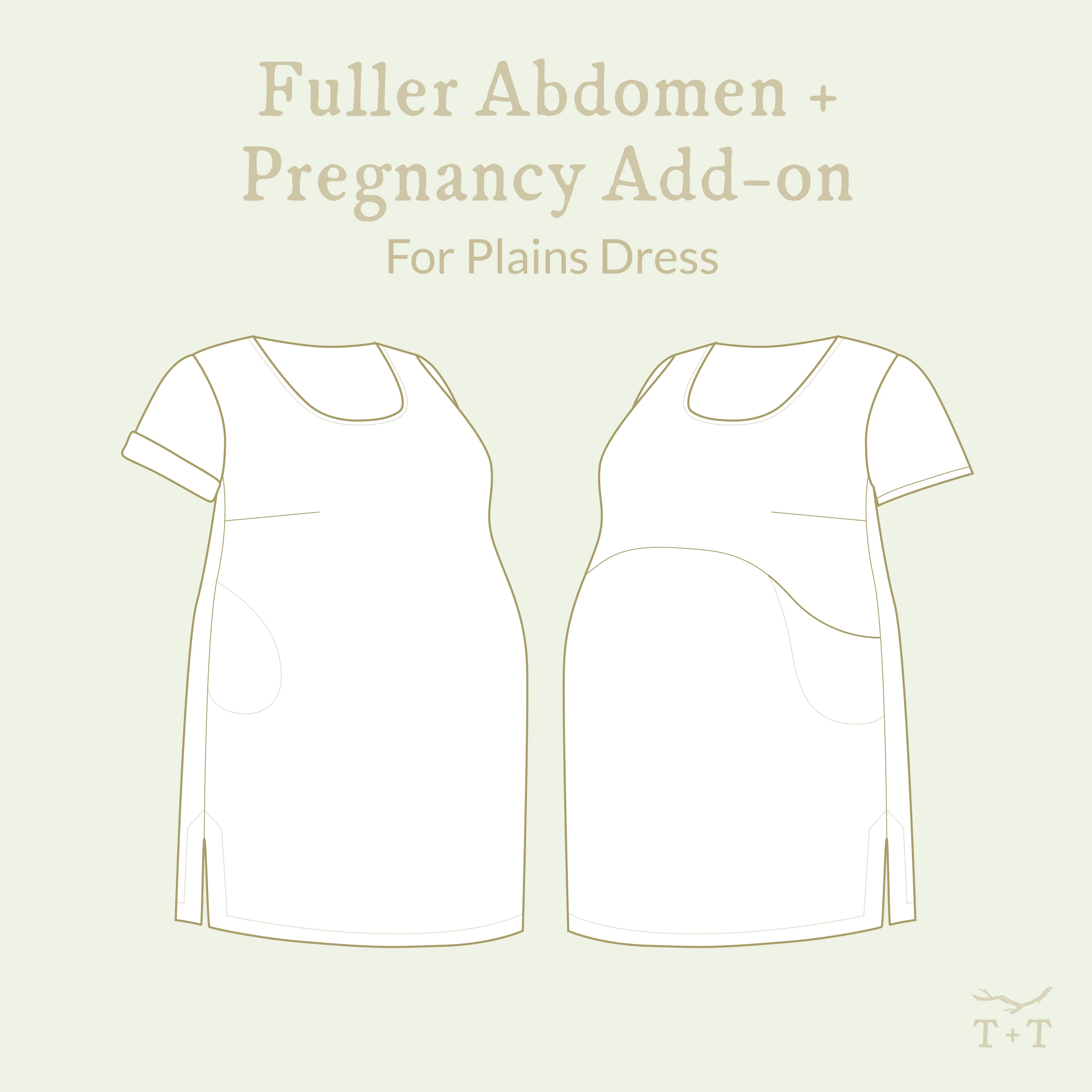 Fuller Abdomen   Pregnancy Add-on Sewing Pattern - Women's/Curved Fit ~ for Plains Dress