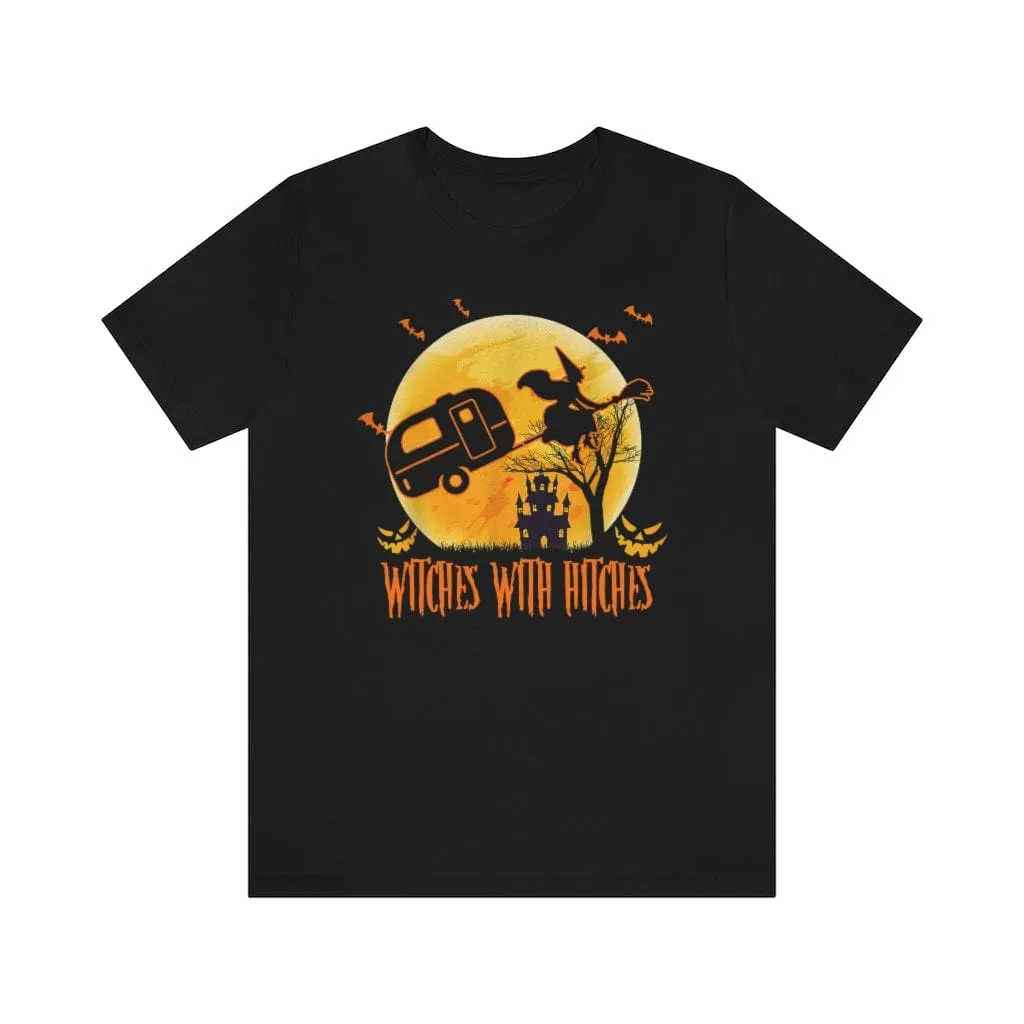Funny "Witches With Hitches" Camping Halloween Shirts and Hoodies