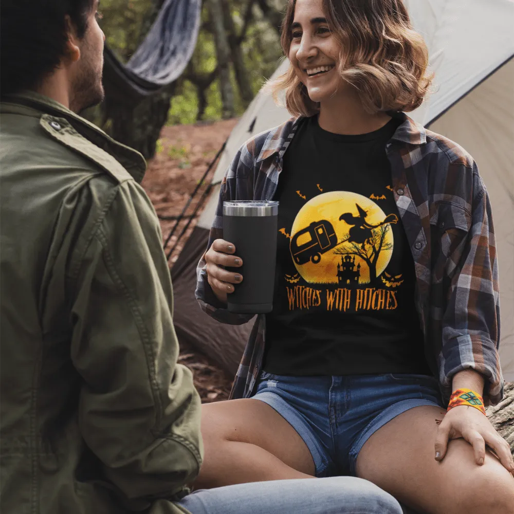 Funny "Witches With Hitches" Camping Halloween Shirts and Hoodies