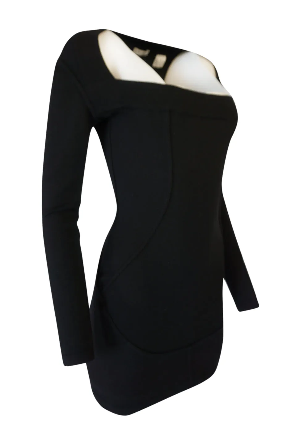 F/W 1990 Azzedine Alaia Fitted Knit Dress w Wide Neck Detail