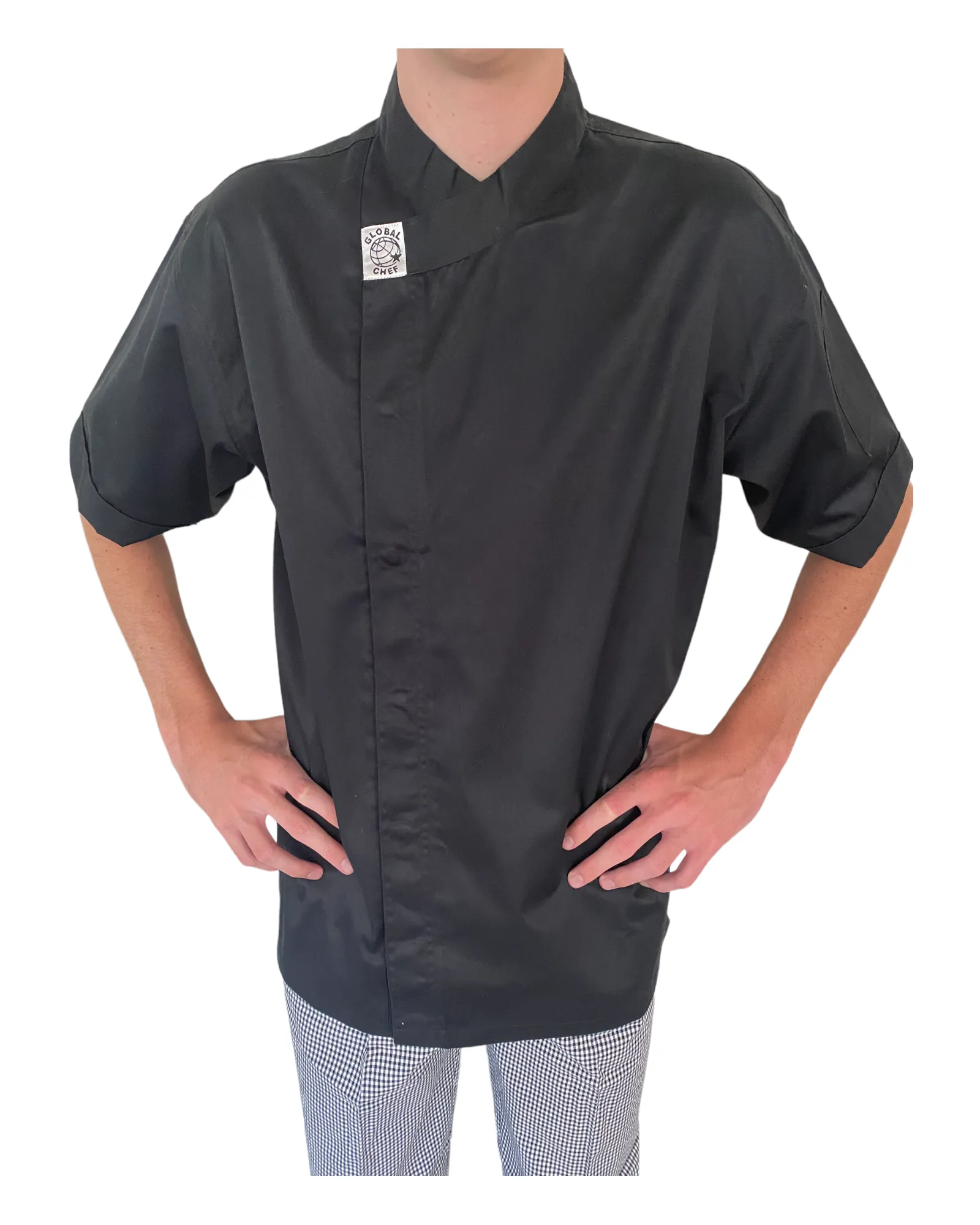 GC-Modern Black Short Sleeve Chef Jacket