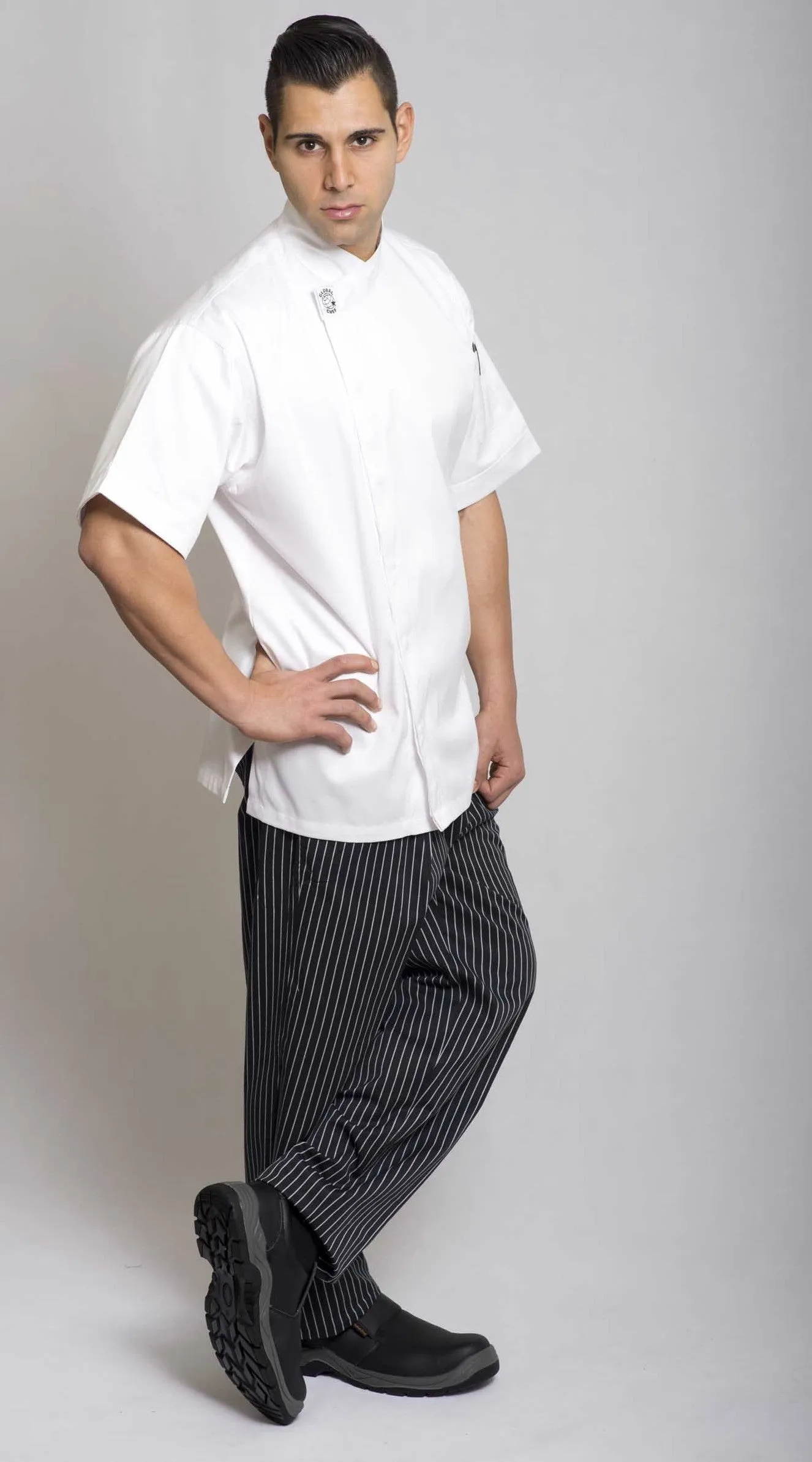 GC-Modern White Short Sleeve Chef Jacket