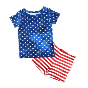 Gigi and Max Tie Dye Stars & Stripes S/S Pajama Set with Shorts