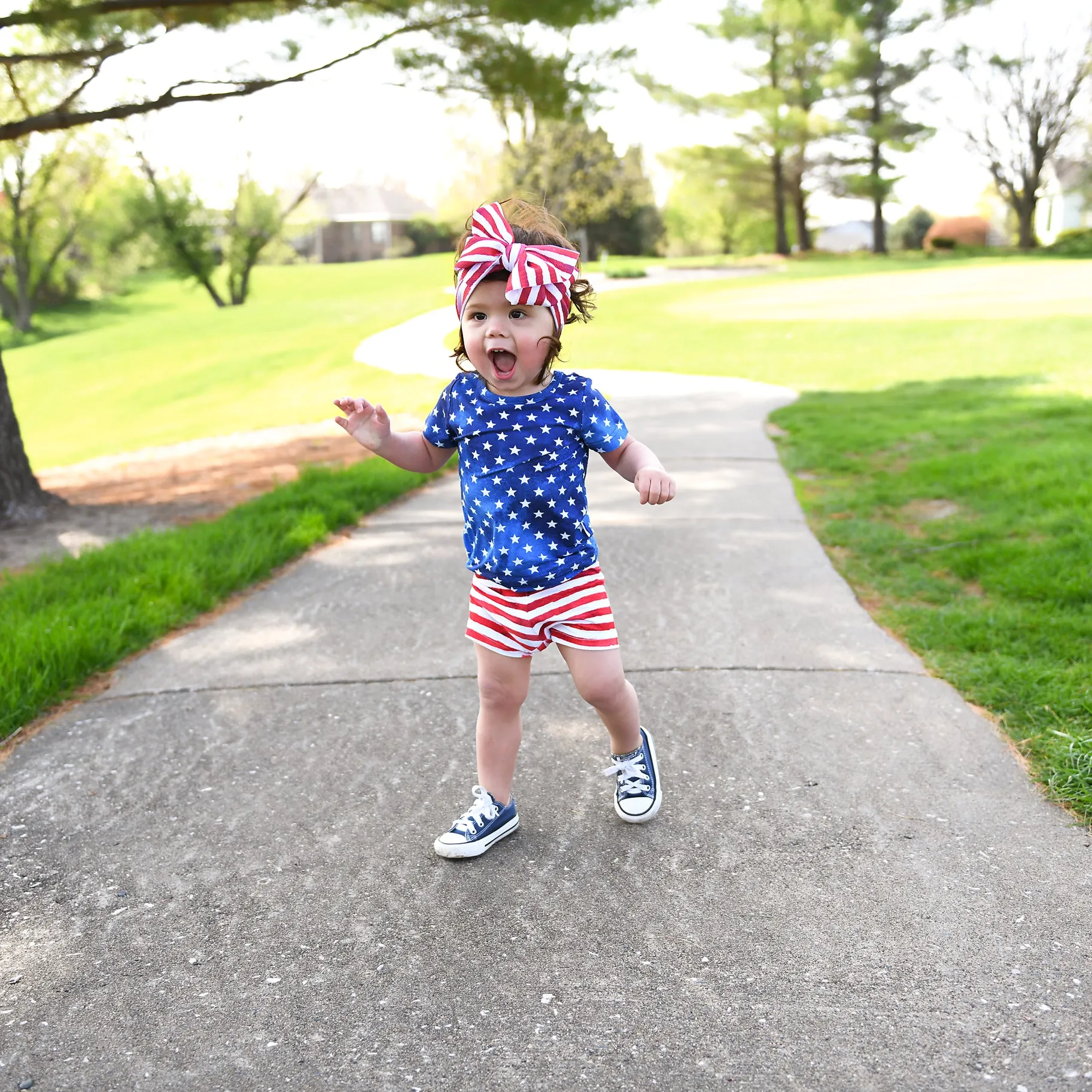 Gigi and Max Tie Dye Stars & Stripes S/S Pajama Set with Shorts