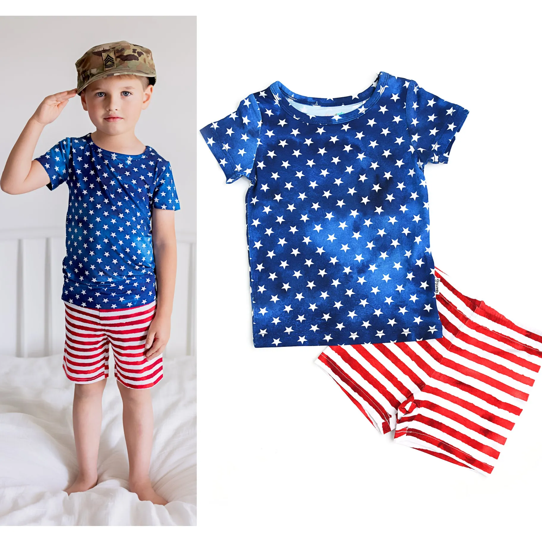 Gigi and Max Tie Dye Stars & Stripes S/S Pajama Set with Shorts