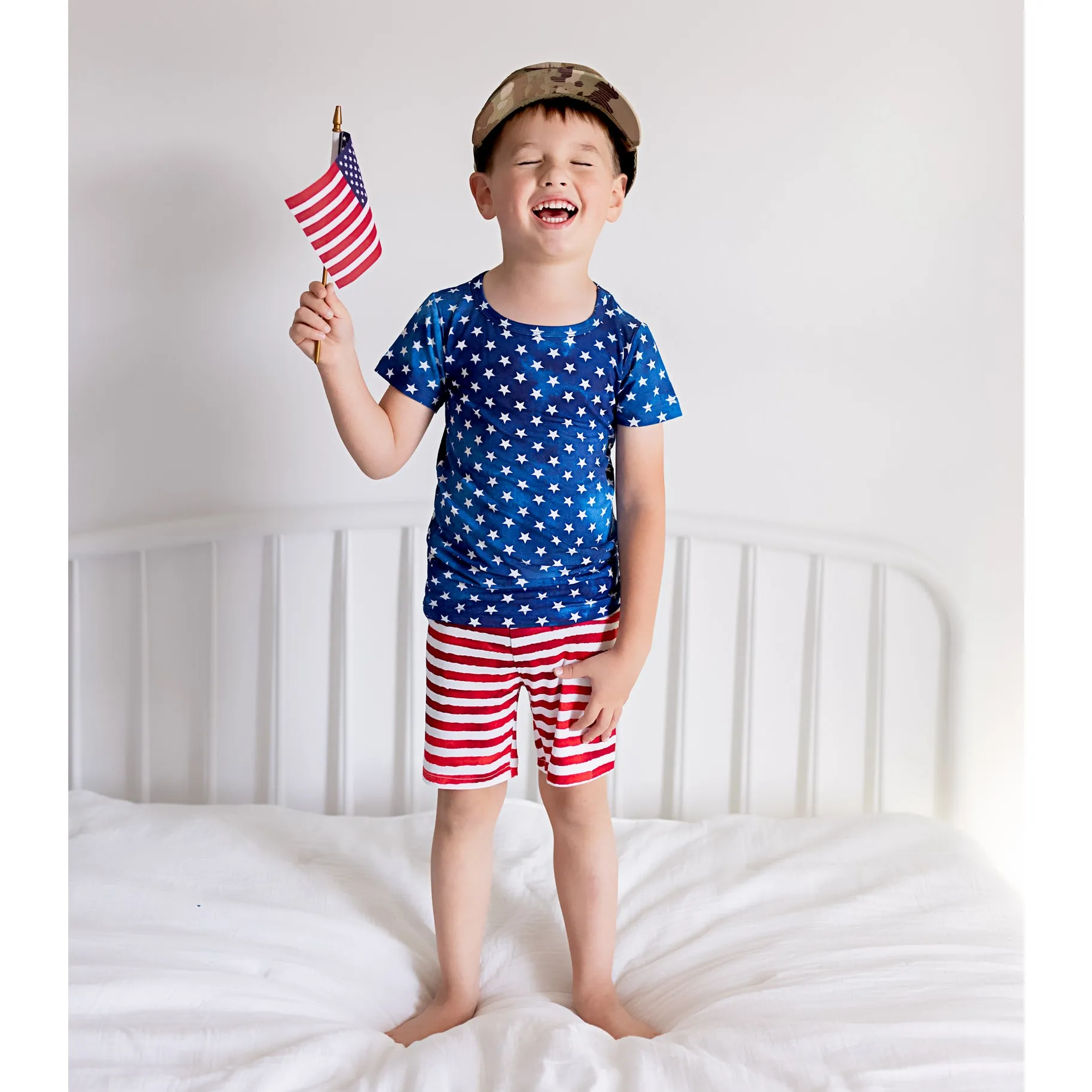 Gigi and Max Tie Dye Stars & Stripes S/S Pajama Set with Shorts